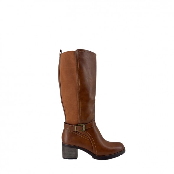 Bota Tacón Ancho Caña Alta